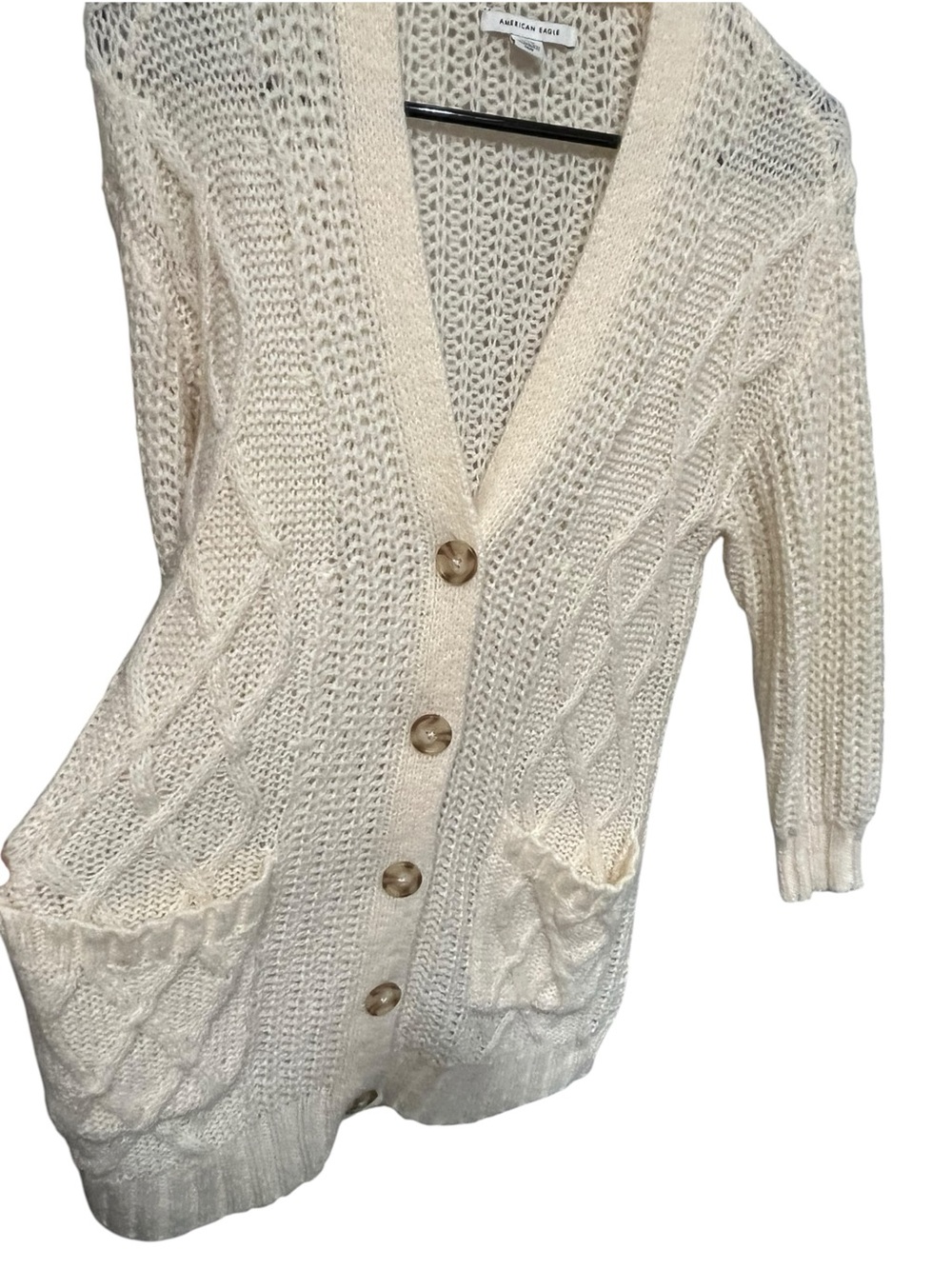American Eagle Outfitters Cream Wool Blend Oversized Cardigan Sweater- Small - Picture 2 of 6